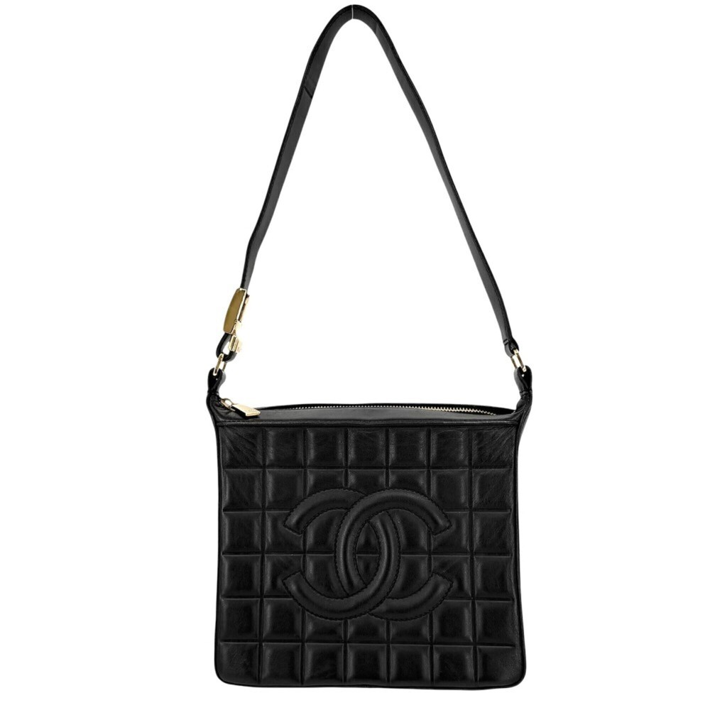 Chanel Shoulder Bag for Women, Chocolate Bar Design, Coco Mark, Lambskin, Bla...